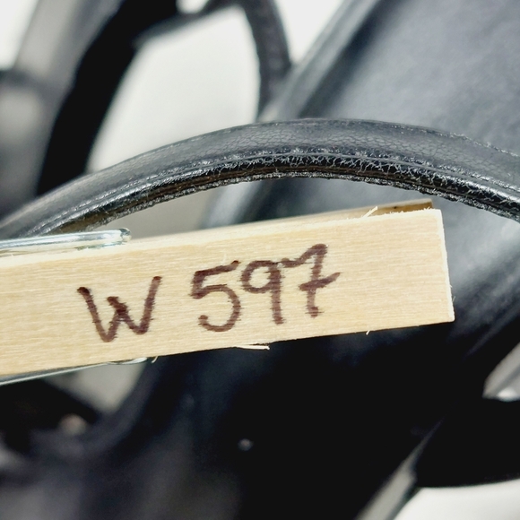 bp Tavey Black Strappy Leather Buckle Ankle Strap Block Heels W597 - Picture 14 of 14